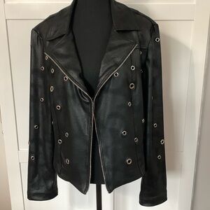 Joeseph Ribkoff Faux leather look jacket silver grommets